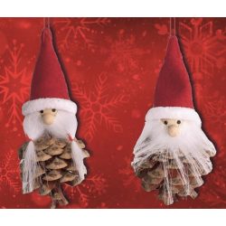 Dekoráció akasztós Télapó toboztestű 100mm