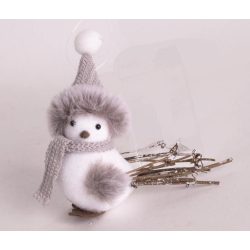 Dekoráció akasztós textil Madár sapkában 120mm