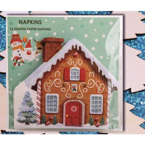 Szalvéta karácsonyi forma Mézeskalács ház 12db