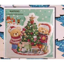 Szalvéta karácsonyi forma Karácsonyfa macikkal 12db