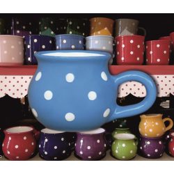   Bögre hasas kicsi 2,2dl - világoskék alapon fehér pöttyös