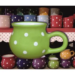   Bögre hasas kicsi 2,2dl - világoszöld alapon fehér pöttyös