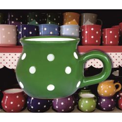   Bögre hasas kicsi 2,2dl - sötétzöld alapon fehér pöttyös