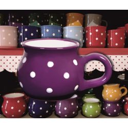   Bögre hasas kicsi 2,2dl - sötétlila alapon fehér pöttyös