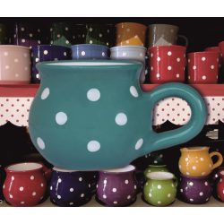   Bögre hasas kicsi 2,2dl - sötéttürkiz alapon fehér pöttyös