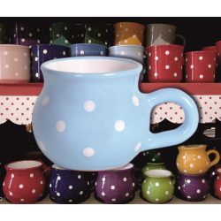   Bögre hasas kicsi 2,2dl - halványkék alapon fehér pöttyös