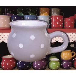   Bögre hasas kicsi 2,2dl - világosszürke alapon fehér pöttyös