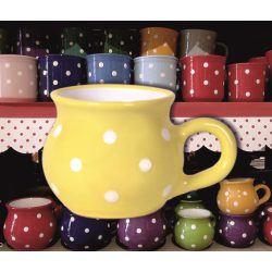   Bögre hasas kicsi 2,2dl - citromsárga alapon fehér pöttyös