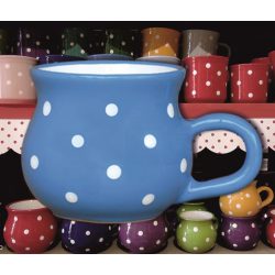   Bögre hasas nagy 4,5dl - világoskék alapon fehér pöttyös