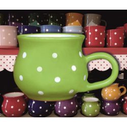   Bögre hasas nagy 4,5dl - világoszöld alapon fehér pöttyös