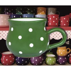   Bögre hasas nagy 4,5dl - sötétzöld alapon fehér pöttyös