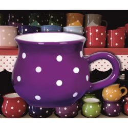   Bögre hasas nagy 4,5dl - sötétlila alapon fehér pöttyös