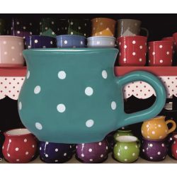   Bögre hasas nagy 4,5dl - sötéttürkiz alapon fehér pöttyös