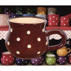 Bögre hasas nagy 4,5dl - csokibarna alapon krém pöttyös