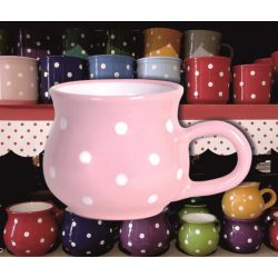   Bögre hasas nagy 4,5dl - rózsaszín alapon fehér pöttyös