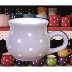   Bögre hasas nagy 4,5dl - világosszürke alapon fehér pöttyös