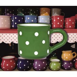 Bögre kicsi 2,0dl - sötétzöld alapon fehér pöttyös