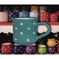 Bögre kicsi 2,0dl - sötéttürkiz alapon fehér pöttyös