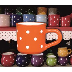 Bögre kicsi 2,0dl - narancssárga alapon fehér pöttyös