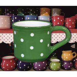 Bögre közepes 3,5dl - sötétzöld alapon fehér pöttyös