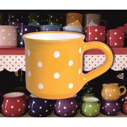 Bögre közepes 3,5dl - napsárga alapon fehér pöttyös