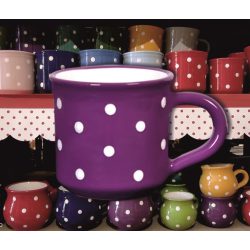 Bögre közepes 3,5dl - sötétlila alapon fehér pöttyös