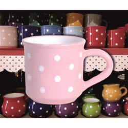 Bögre közepes 3,5dl - rózsaszín alapon fehér pöttyös