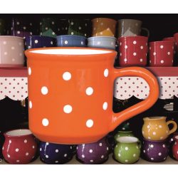   Bögre közepes 3,5dl - narancssárga alapon fehér pöttyös