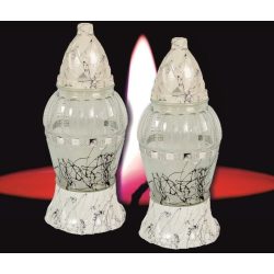 Mécses üveg fehér mintás 260mm