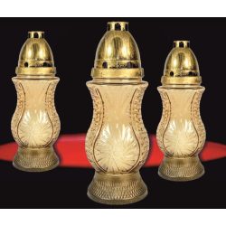 Mécses üveg arany homorú dombormintás 240mm