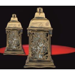 Mécses üveg arany mintás katedrális 330mm