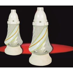 Mécses üveg fehér csavart strasszos 250mm