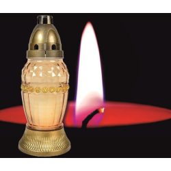 Mécses üveg arany strasszos 210mm