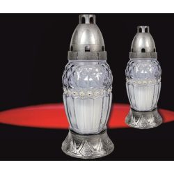 Mécses üveg ezüst strasszos 210mm