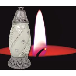 Mécses üveg ezüst matt strasszos 270mm