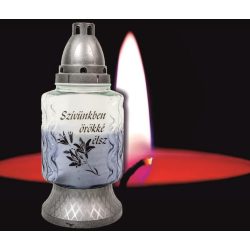   Mécses üveg szürke matt Szívünkben örökké élsz 245mm