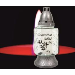 Mécses üveg ezüst Szívünkben örökké élsz 245mm