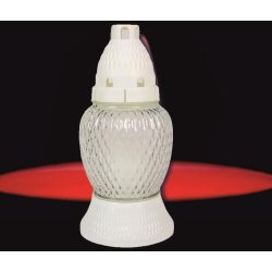 Mécses üveg fehér csepp 180mm