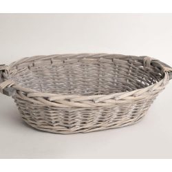 Tálca fonott vessző szürke ovális 340x270x90mm